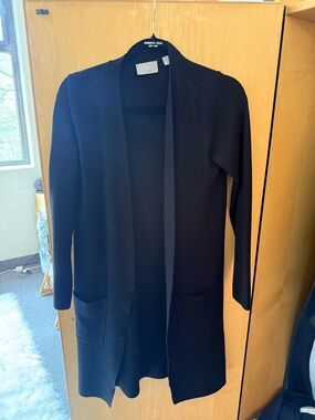 Cyrus Black Open-Front Long Knit Cardigan